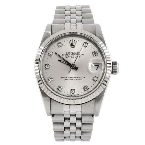 Oyster Perpetual Datejust Automatic Watch Stainless Steel and White Gold with Diamond Markers 31