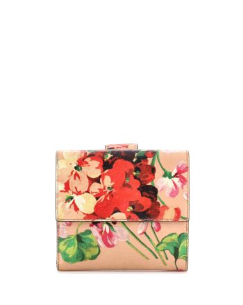 French Flap Wallet Blooms Print GG Coated Canvas