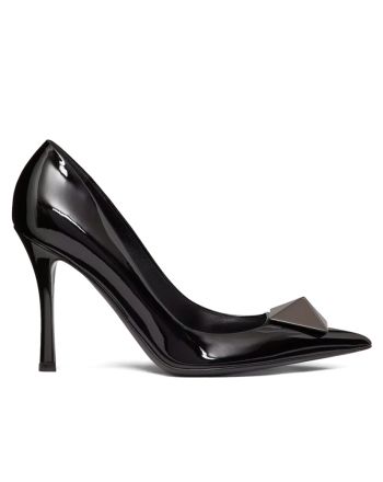 Valentino Women's One Stud Patent Leather Pump 100 MM Black