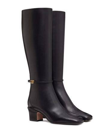 Valentino Garavani Tan-Go Boot In Calfskin Leather 60MM Black