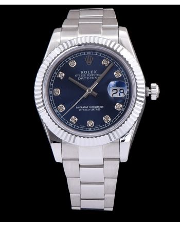 Rolex Men s Stainless Steel Mid size Datejust Watches Blue