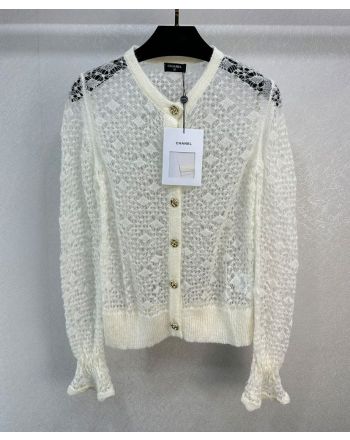 Chanel Women's Openwork Sweater Cream