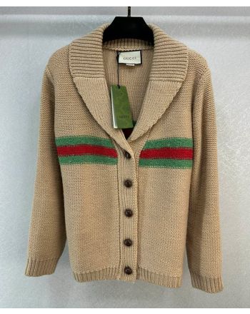 Gucci Women's Wool Cardigan With Embroidery Coffee